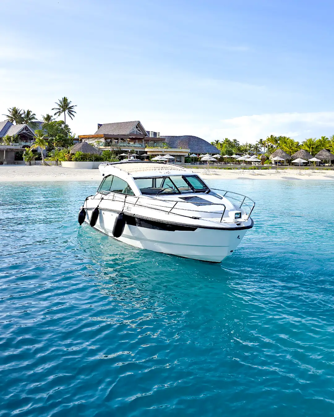 Private boat used for Bora Bora airport transfers