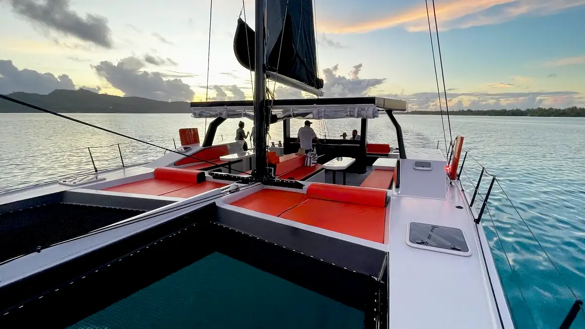 Luxury catamaran used for the private sunset cruise in Bora Bora
