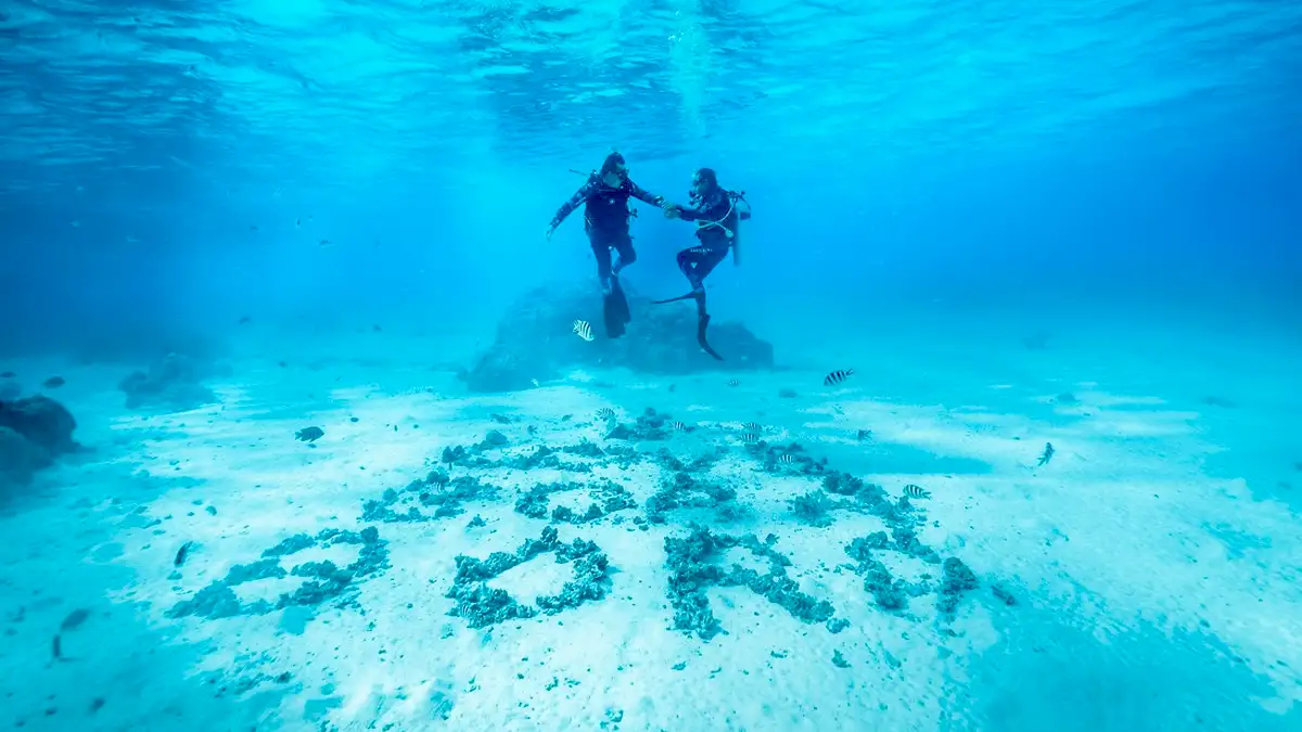 Romantic Bora Bora lagoon setting for the private dive