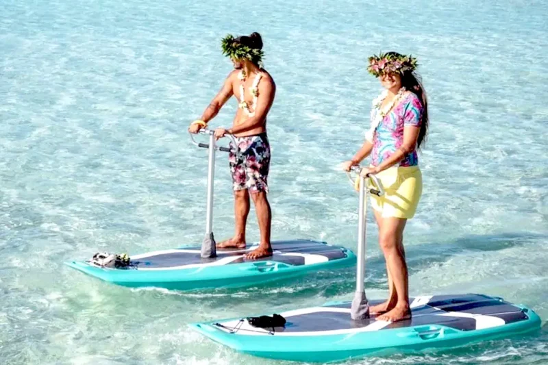 Electric Paddle Bora Bora, Explore Matira Lagoon by E-Board