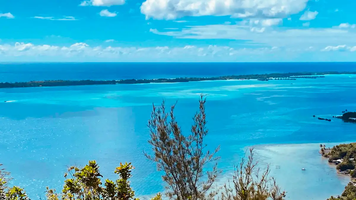Hiking at Mount Popoti in Bora Bora with lagoon views